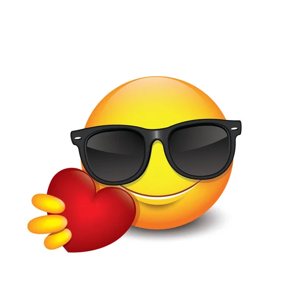 Emoticono Lindo Con Corazón Emoji Ilustración Vectorial — Vector de stock