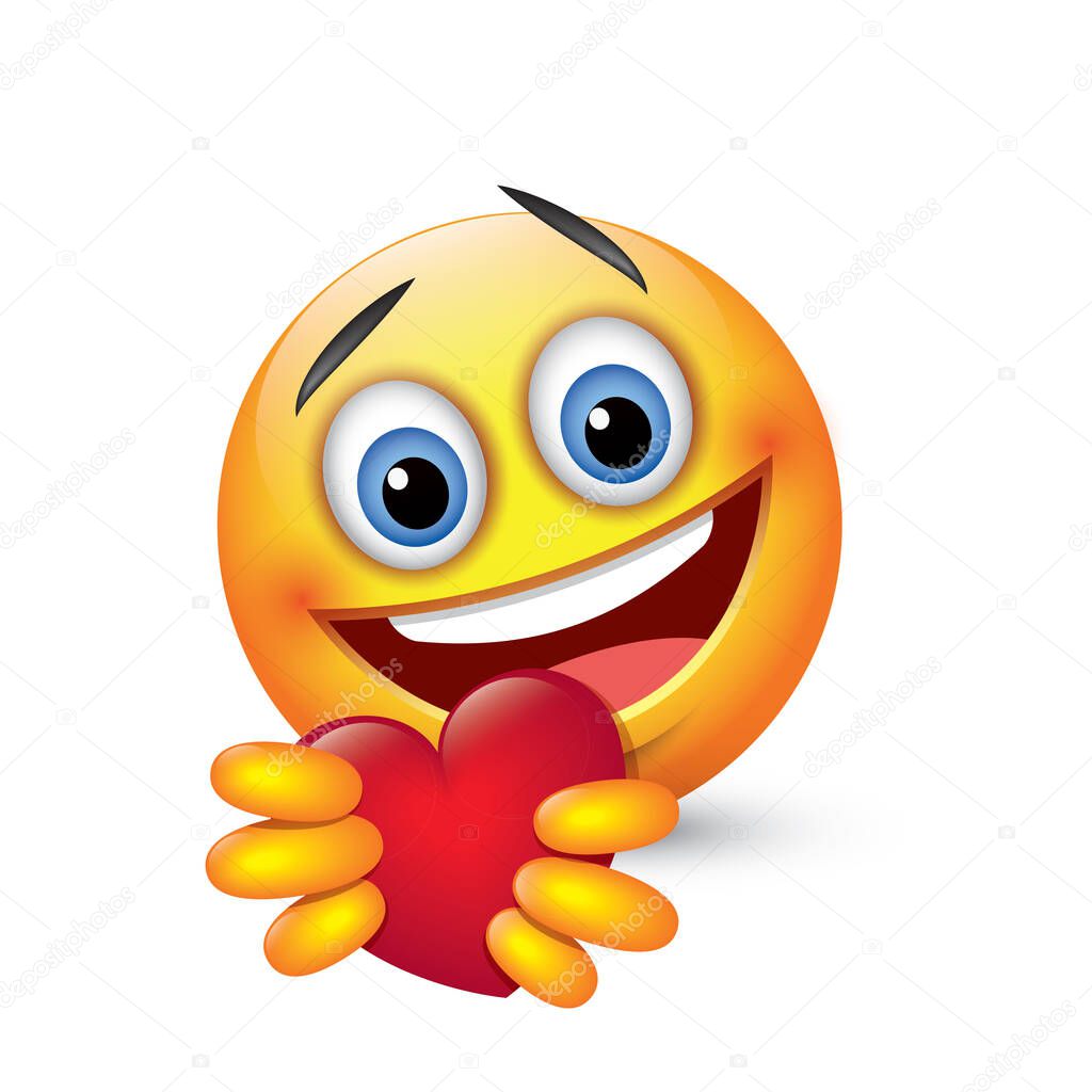 Cute emoticon with heart, emoji, - vector illustration