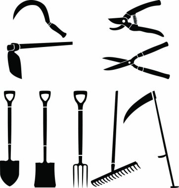 Tarla araçları simgesi kümesi, izole elementler, ölmeye hazır kesme makinesi
