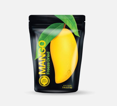 Dilimler ve yapraklarla taze mango Vektör illüstrasyonu 