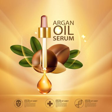 Argan yağı Serumu ve Arkaplan Konsepti Cilt Bakımı Kozmetik.