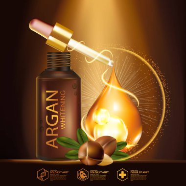 Argan yağı Serumu ve Arkaplan Konsepti Cilt Bakımı Kozmetik.