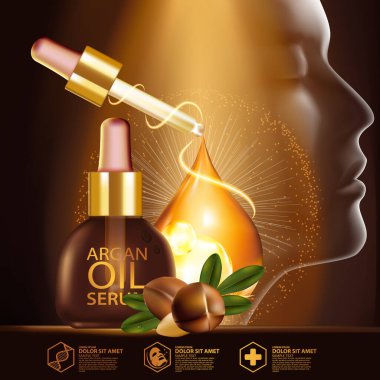 Argan yağı Serumu ve Arkaplan Konsepti Cilt Bakımı Kozmetik.