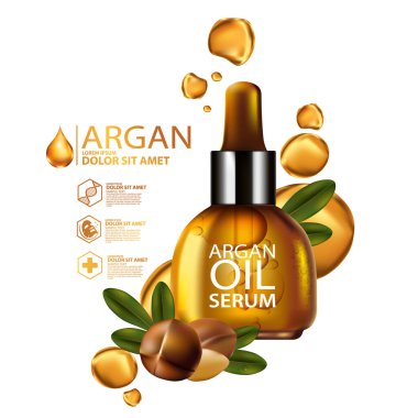 Argan yağı Serumu ve Arkaplan Konsepti Cilt Bakımı Kozmetik.