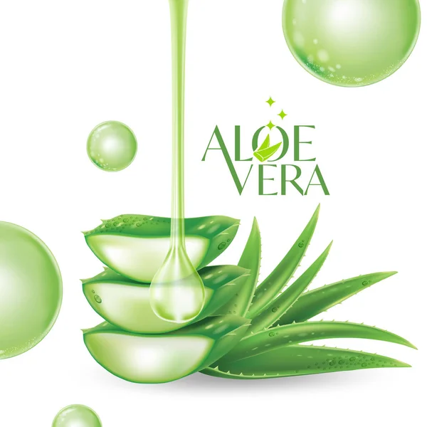 Aloe Vera Collagene Siero Cura Della Pelle Cosmetico — Vettoriale Stock