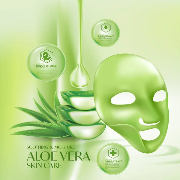 Aloe Vera Colágeno Serum Skin Care Cosmetic — Vetor de Stock