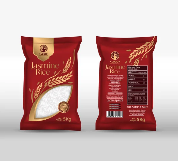Rice Package Mockup Tayland Gıda Ürünleri, vektör illüstrasyonu