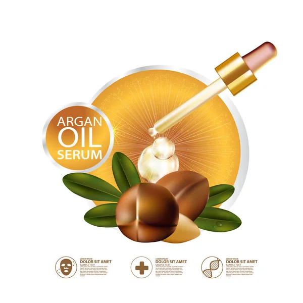 stock vector argan oil Serum and Background Concept Skin Care Cosmetic.