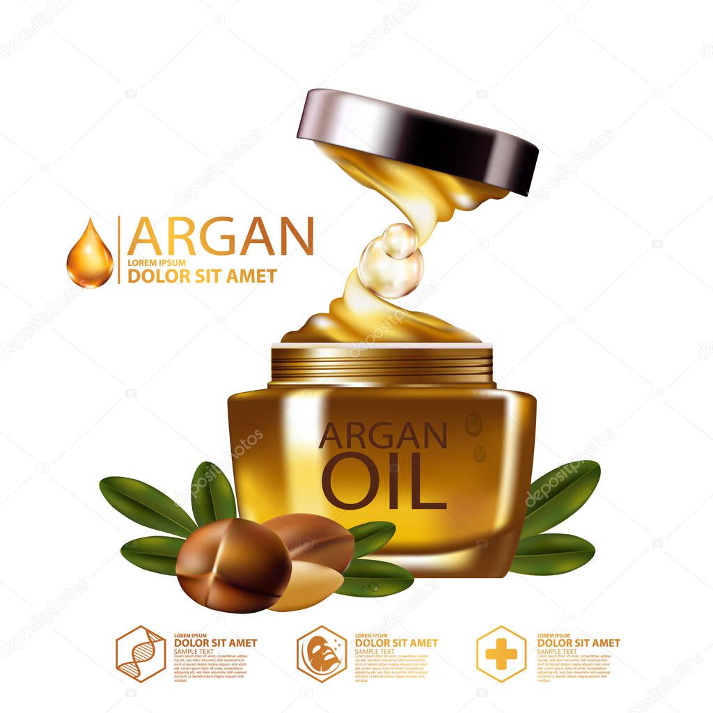 argan oil Serum and Background Concept Skin Care Cosmetic.