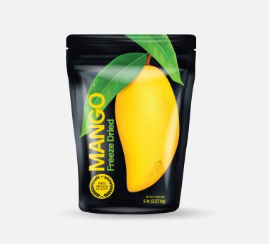 Dilimler ve yapraklarla taze mango Vektör illüstrasyonu 