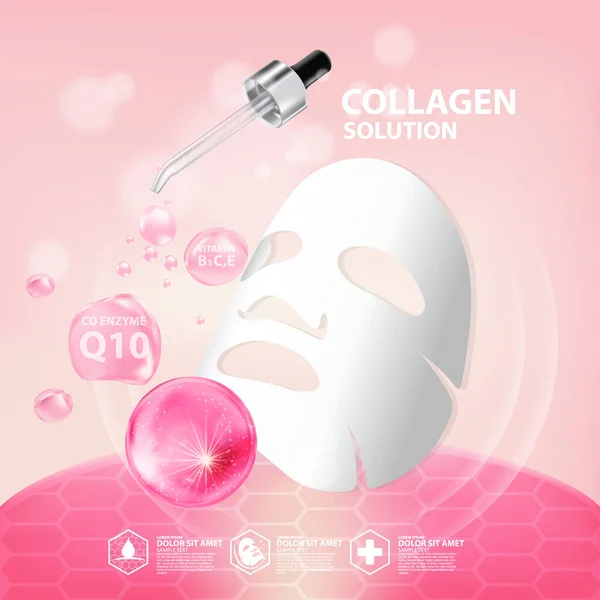 Collagen Serum Skin Care Cosmetic Poster Advertising Design Mall Vektor — Stock vektor