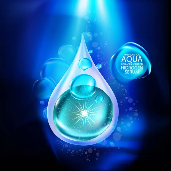 Aqua Pelle Collagene Siero Sfondo Concetto Cura Della Pelle Cosmetico — Vettoriale Stock