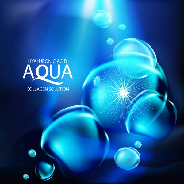 Aqua Hud Kollagen Serum Och Bakgrund Concept Skin Care Cosmetic — Stock vektor