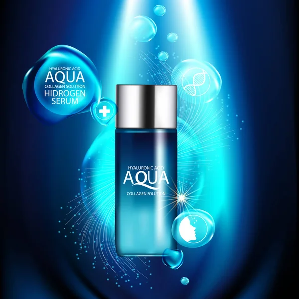 Aqua Skin Kollagén Szérum Háttér Koncepció Bőrápolás Kozmetikum — Stock Vector