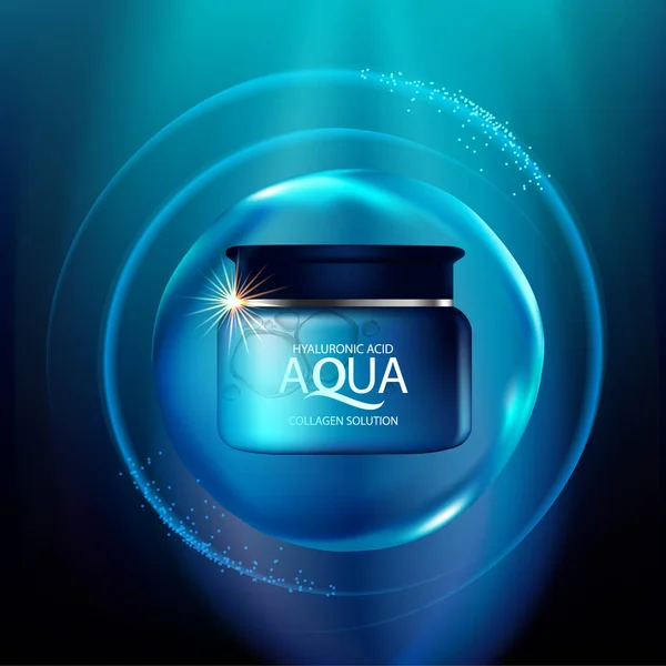 Aqua Pelle Collagene Siero Sfondo Concetto Cura Della Pelle Cosmetico — Vettoriale Stock