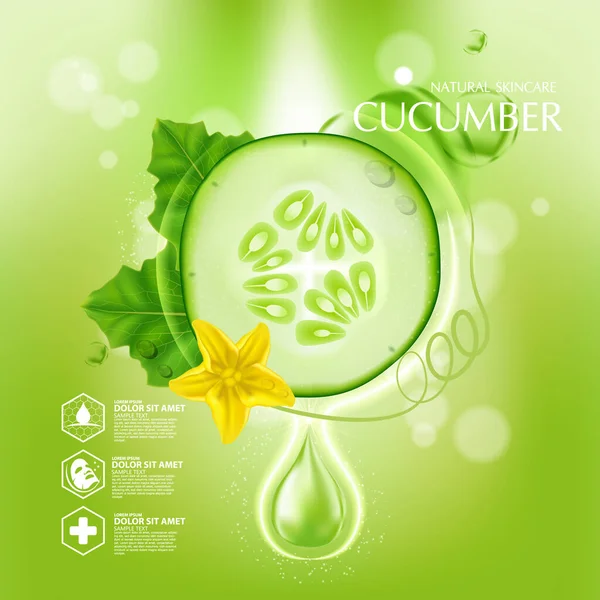 Cucumber Natural Moisture Skin Care Cosmetic — Stock Vector