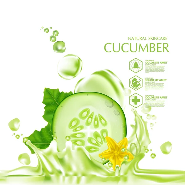 Cucumber Natural Moisture Skin Care Cosmetic — Stock Vector