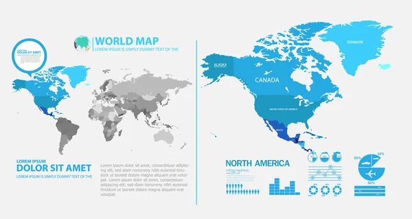 Weltkarte Infografik Layout Design Vorlage Vektorillustration — Stockvektor