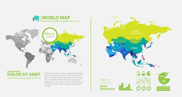 World Map Infographic Layout Design Mall Vektorillustration — Stock vektor