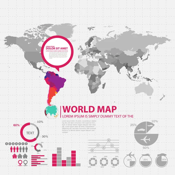 Šablona Designu Světových Map Pro Infografii Vektorová Ilustrace — Stockový vektor