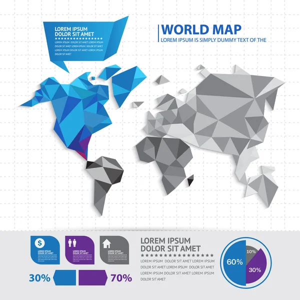 Plantilla Diseño Diseño Infografía Mapa Mundial Ilustración Vectorial — Archivo Imágenes Vectoriales