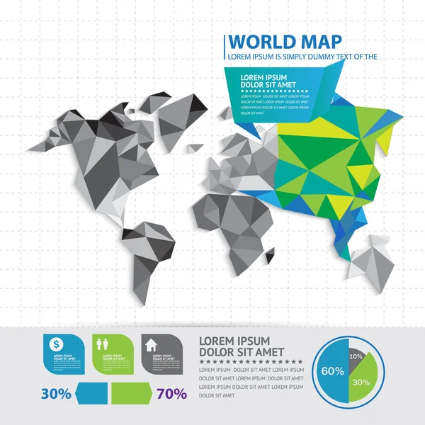 Szablon Projektu Infografiki Mapy Świata Ilustracja Wektora — Wektor stockowy