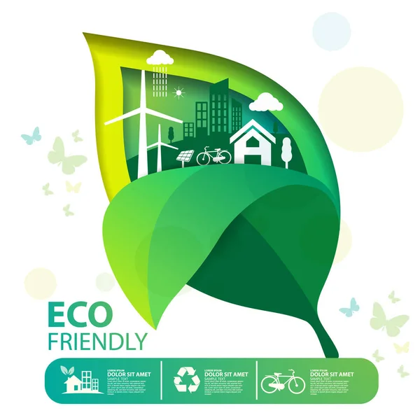 Eco Green City Τον Κόσμο Και Περιβάλλον Έννοια Αστικό Τοπίο — Διανυσματικό Αρχείο