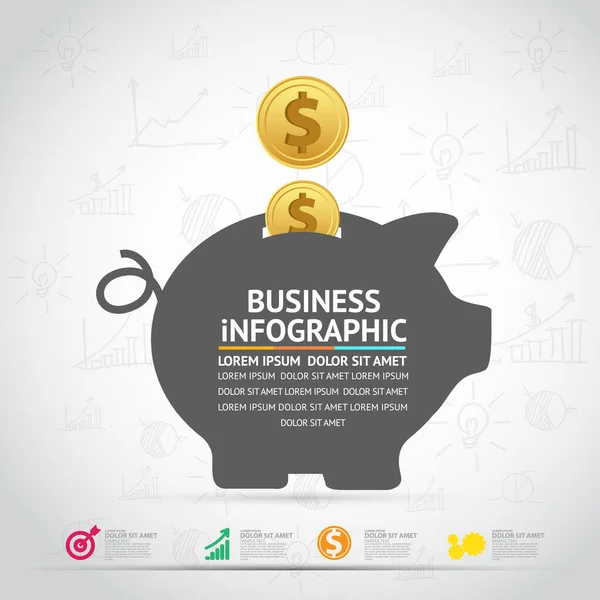 Illustrazione Vettoriale Progettazione Modelli Infografici Aziendali — Vettoriale Stock