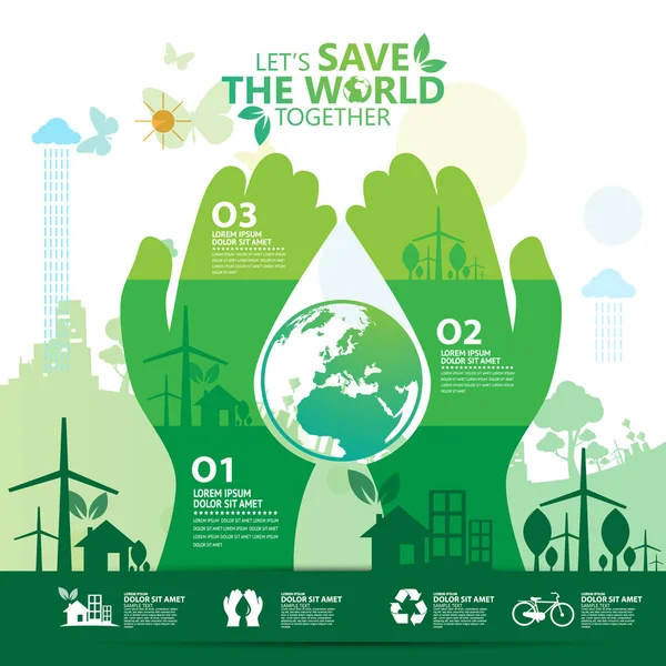 Meio Ambiente Vamos Salvar Mundo Juntos — Vetor de Stock