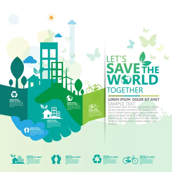 Lingkungan Hidup Mari Selamatkan Dunia Bersama Sama - Stok Vektor