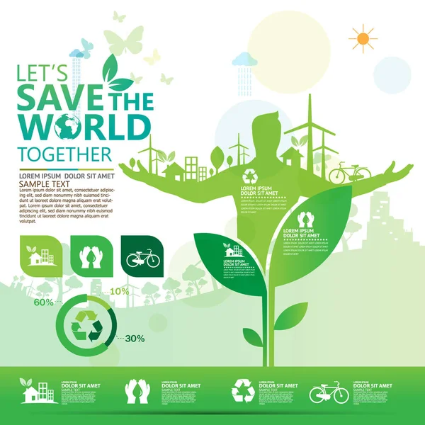 Meio Ambiente Vamos Salvar Mundo Juntos —  Vetores de Stock