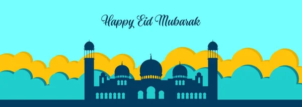 Eid mubarak Islamic background, Happy eid mubarak banner illustration, Islamic greeting card religion muslim celebration