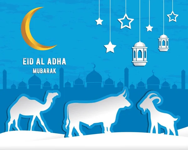 Arabiska Kalligrafisk Text Eid Adha Mubarak För Musikfirandet Eid Adha — Stock vektor