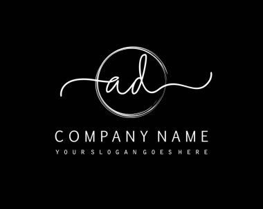 AD Başlangıç el yazısı çember logo vektörü