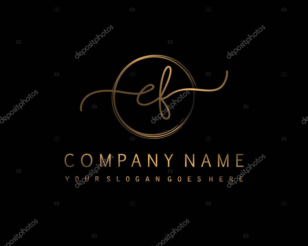 EF Initial handwriting circle logo vector
