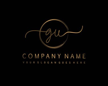 GU İlk el yazısı çember logo vektörü