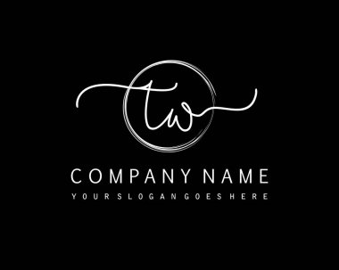 TW İlk el yazısı çember logo vektörü