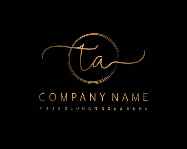 TA Initial handwriting circle logo vector