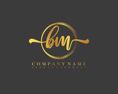 BM Başlangıç el yazısı çember logo vektörü