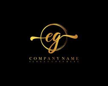 EG İlk el yazısı çember logo vektörü