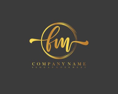 FM İlk el yazısı çember logo vektörü