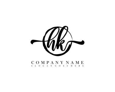 HK İlk el yazısı çember logo vektörü