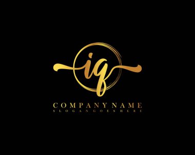 IQ İlk el yazısı çember logo vektörü