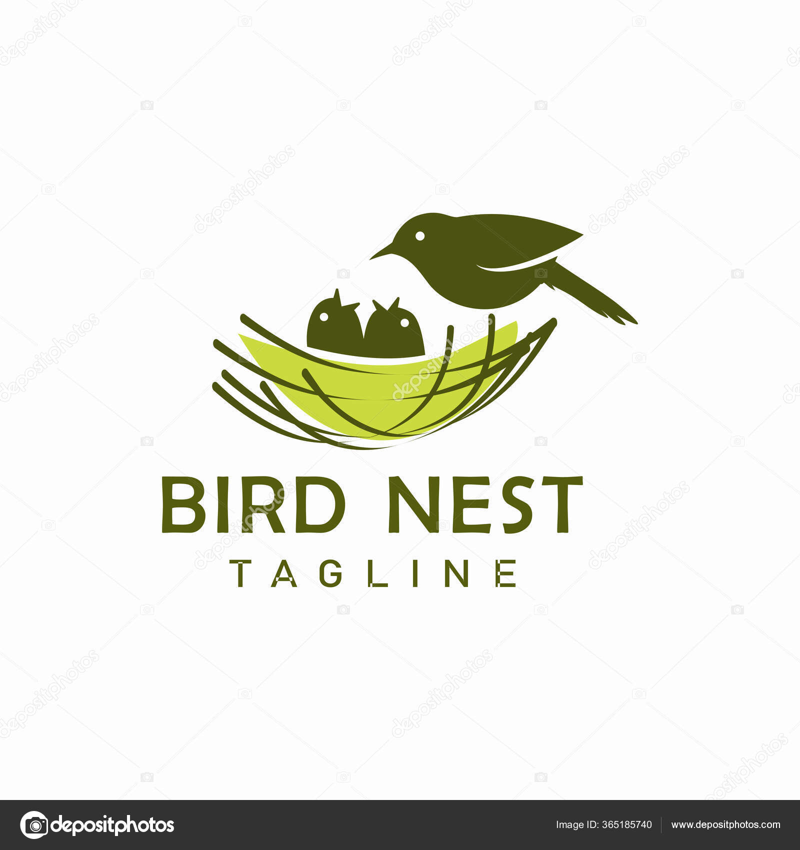 Bird nest logo design template vector illustration stock vector by