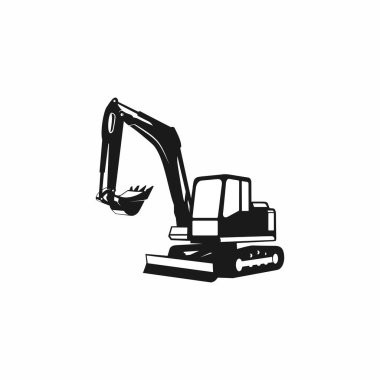 Kazıcı Siluet Vektör Logo Şablonu. Yapı, vektör illüstrasyonu