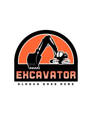 Kazıcı Siluet Vektör Logo Şablonu. Yapı, vektör illüstrasyonu