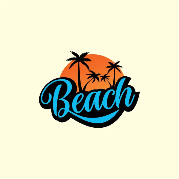 Strand Meer Sonnenuntergang Logo Design Vektor Illustration — Stockvektor