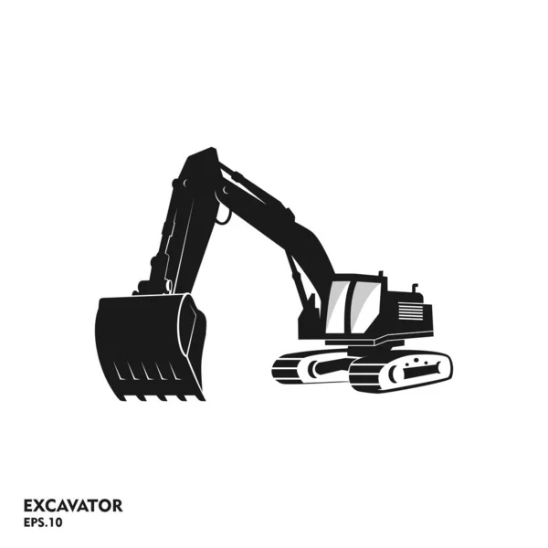 Modèle Logo Vectoriel Silhouette Excavatrice Construction Illustration Vectorielle — Image vectorielle