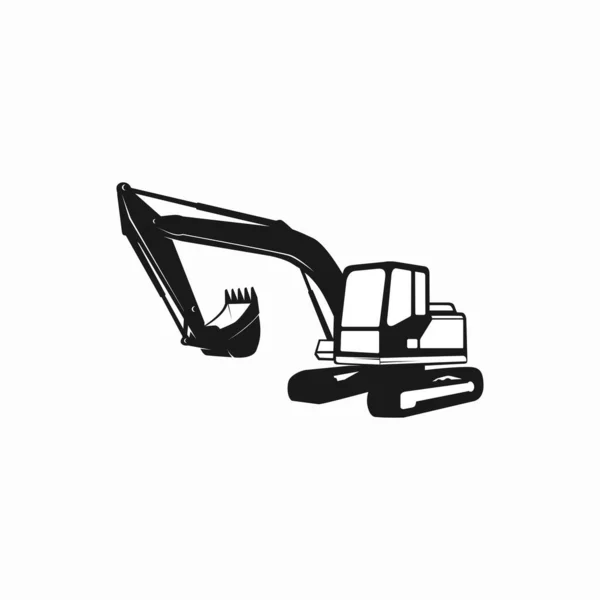 Escavatore Silhouette Vector Logo Template Costruzione Illustrazione Vettoriale — Vettoriale Stock