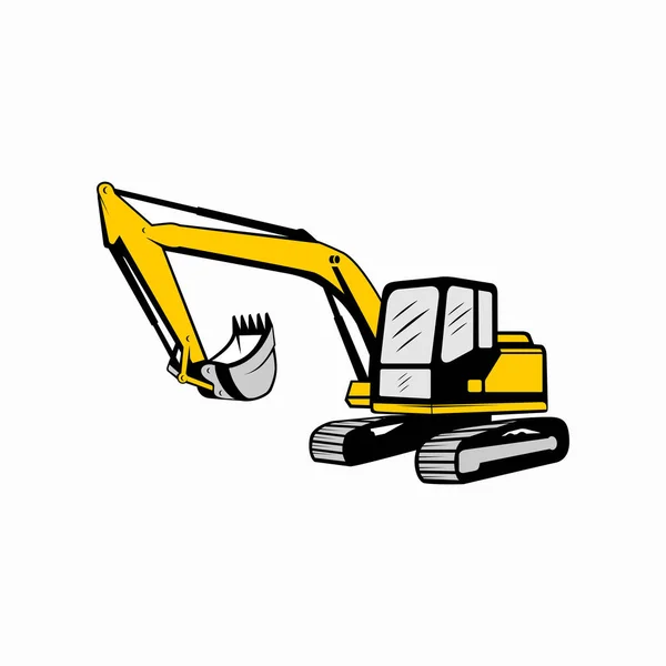 Excavator Silhouette Vector Logo Template Construction Vector Illustration — Stock Vector